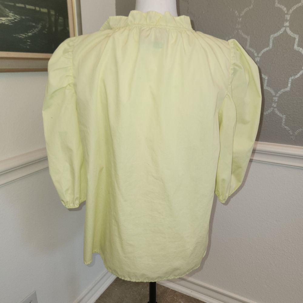 Hester & Orchard Womens Button Up  Smocked Shirt Chartreuse Sz Small Cottagecore - Picture 4 of 8